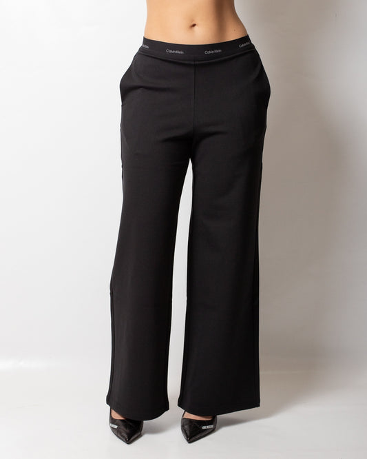 Pantalone Calvin Klein stretch a gamba larga donna