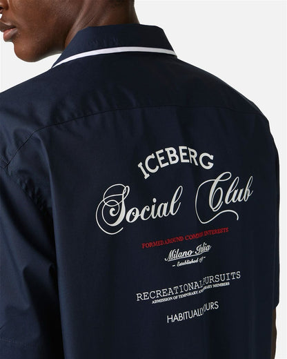 Camicia Iceberg con ricamo e stampa uomo