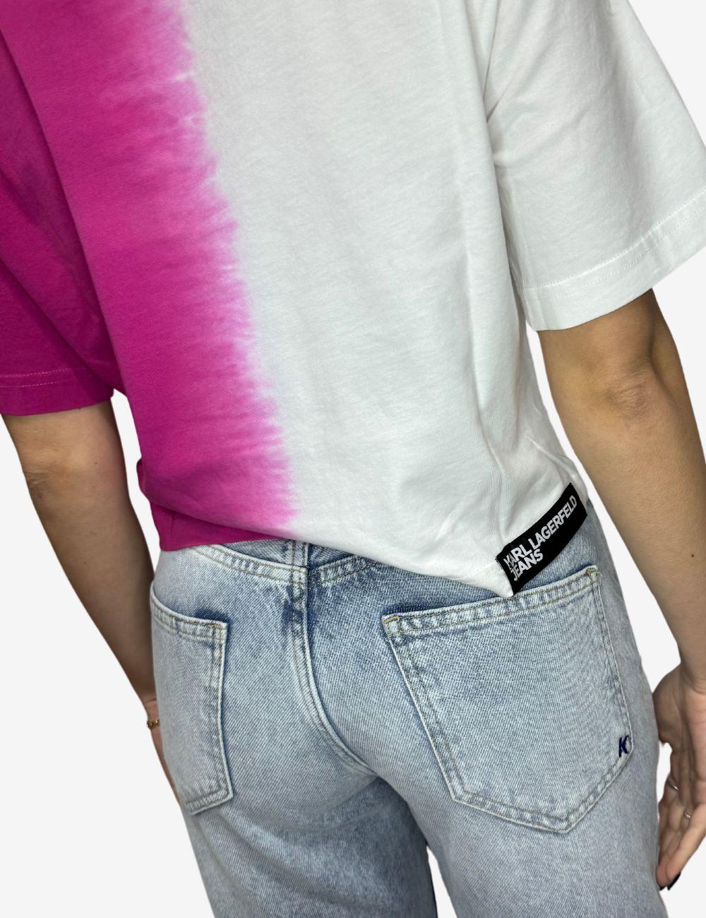 T-Shirt Karl Lagerfeld cropped con logo ricamato donna