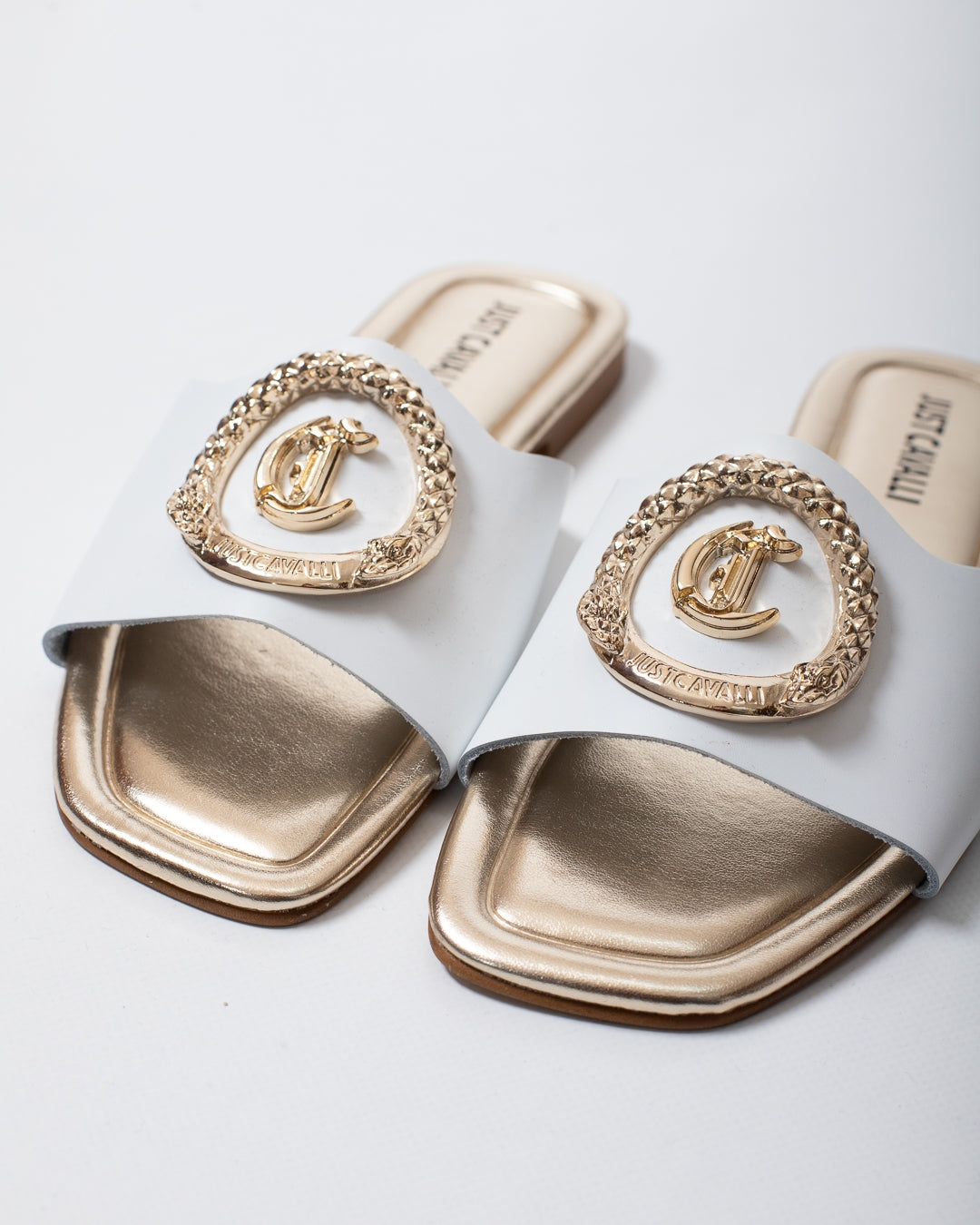 Ciabatte Just Cavalli in pelle con placca logata donna