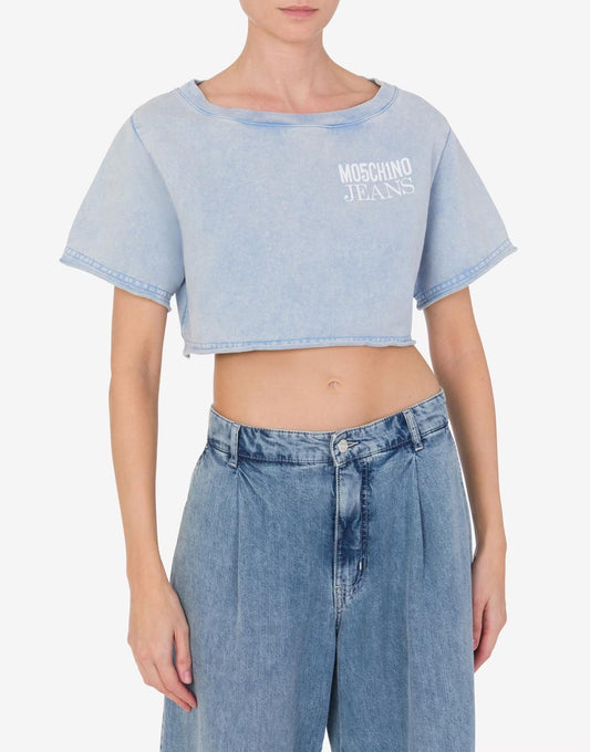 T-Shirt Moschino Jeans cropped con logo stampato donna