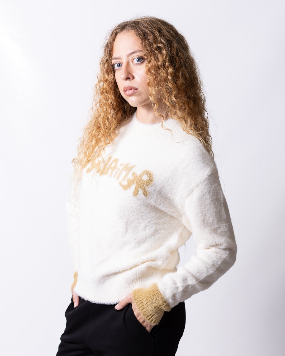 Maglia Disclaimer effetto peluche con logo