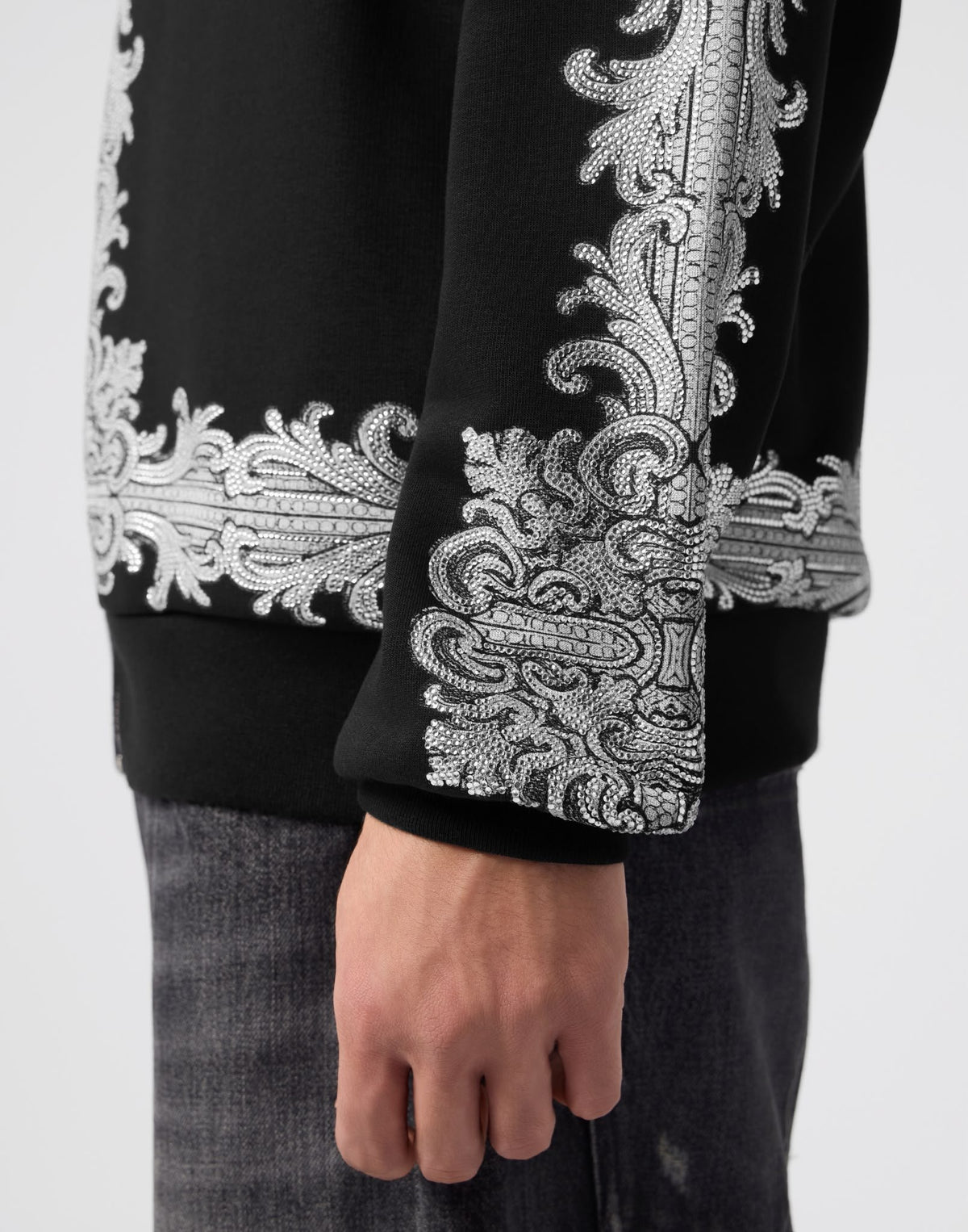 Felpa Philipp Plein "Baroque Stones" full zip con cristalli e stampa