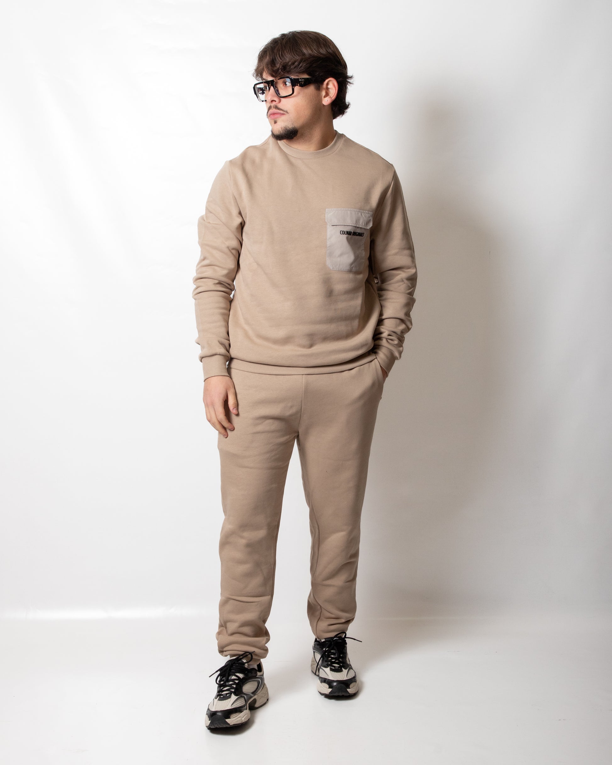 Felpa Colmar girocollo con tasca in nylon uomo