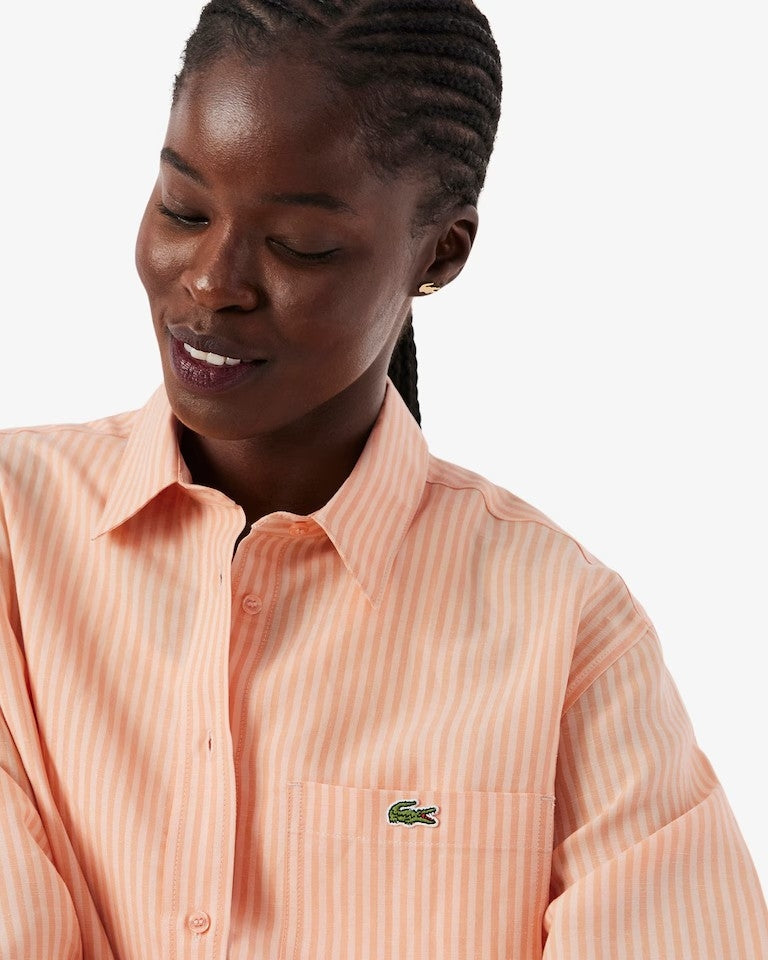 Camicia Lacoste oversize a strisce in misto lino donna