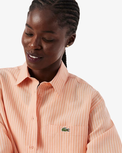Camicia Lacoste oversize a strisce in misto lino donna