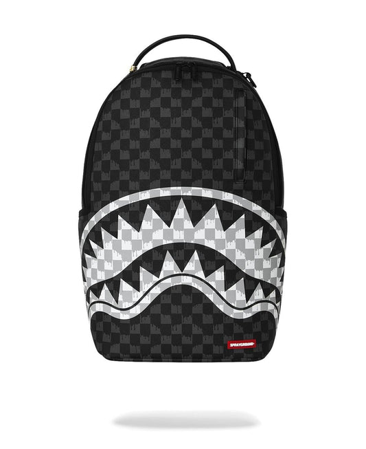 Zaino Sprayground nero BLACK AND WHITE DRIP CHECK SHARK BACKPACK 