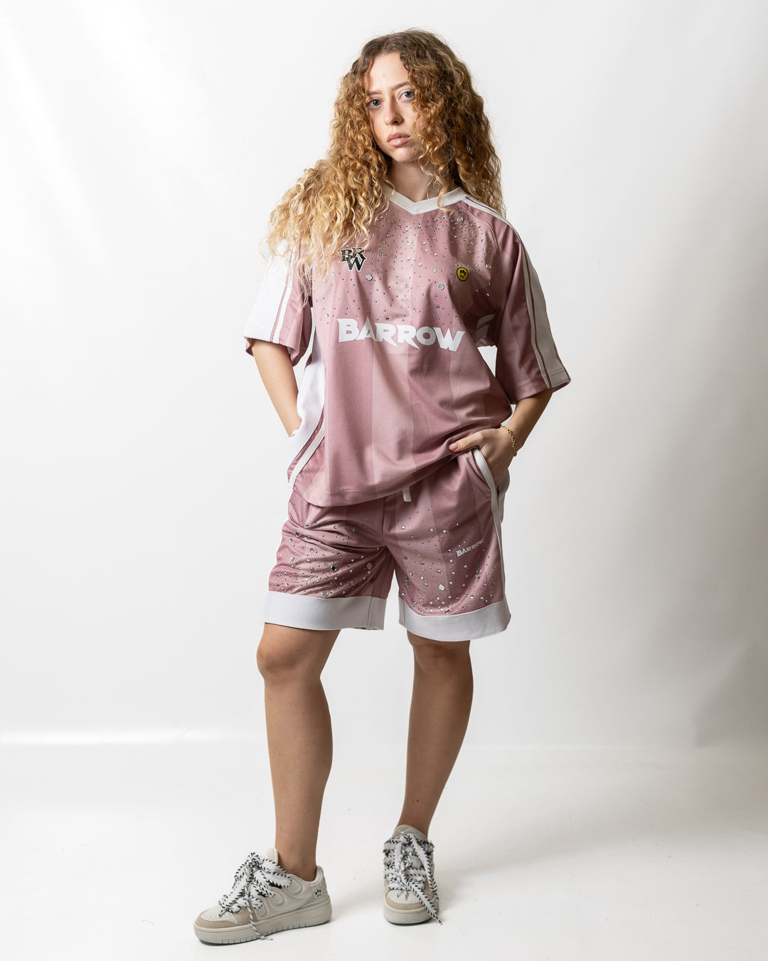 Short Barrow soccer con borchie e strass donna