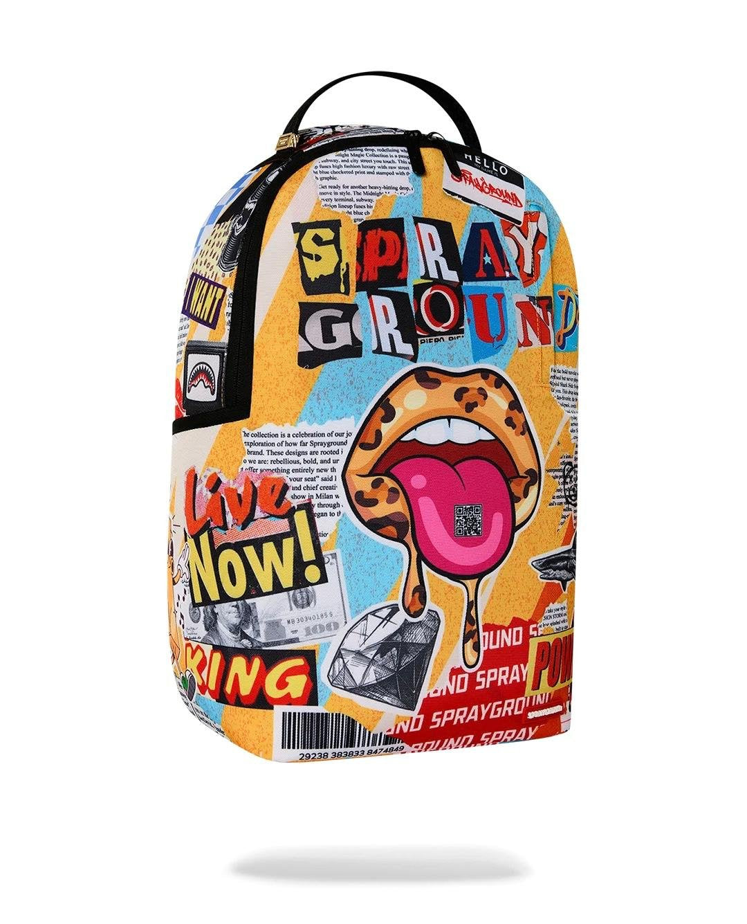 Zaino Sprayground giallo LIPS MAGAZINE COLLAGE BACKPACK 