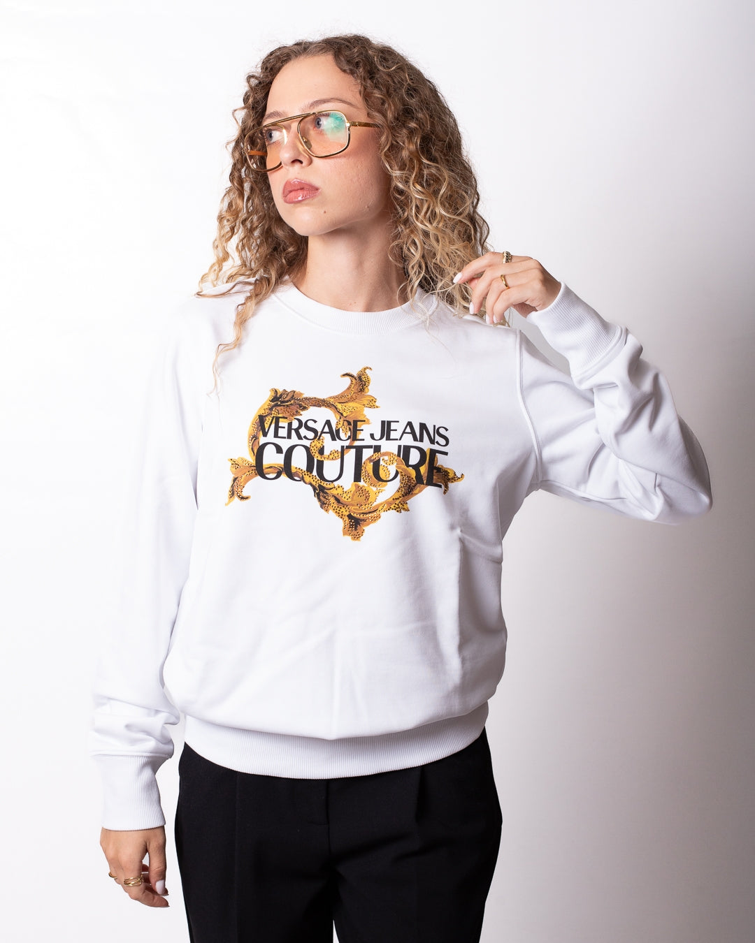 Felpa Versace Jeans Couture "Logo Baroque" girocollo donna