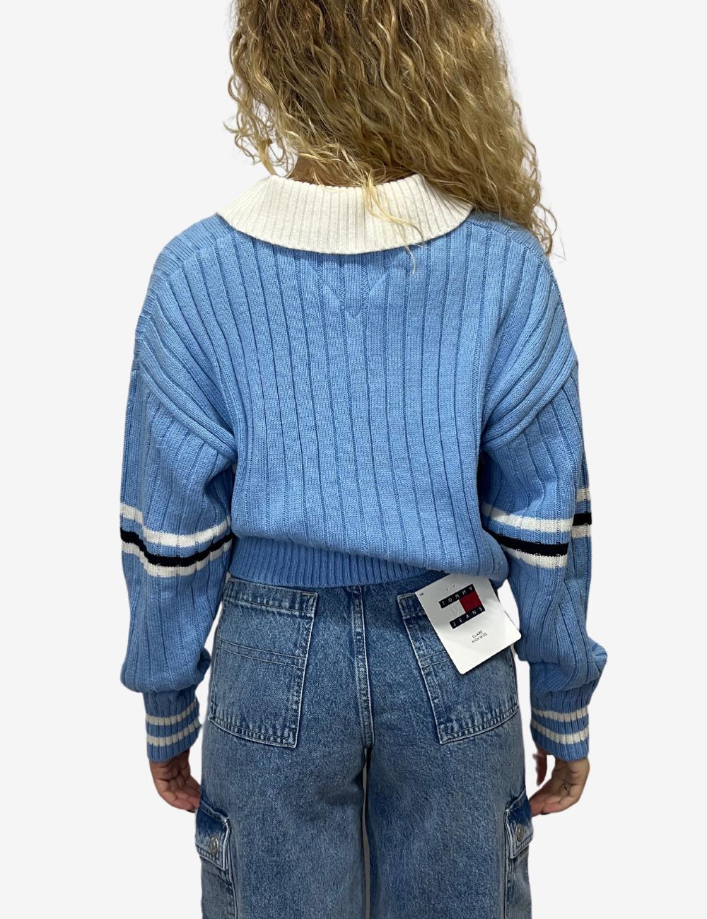 Maglia Tommy Jeans crop con colletto a polo donna