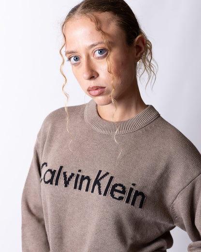 Maglia Calvin Klein girocollo con logo jacquard donna