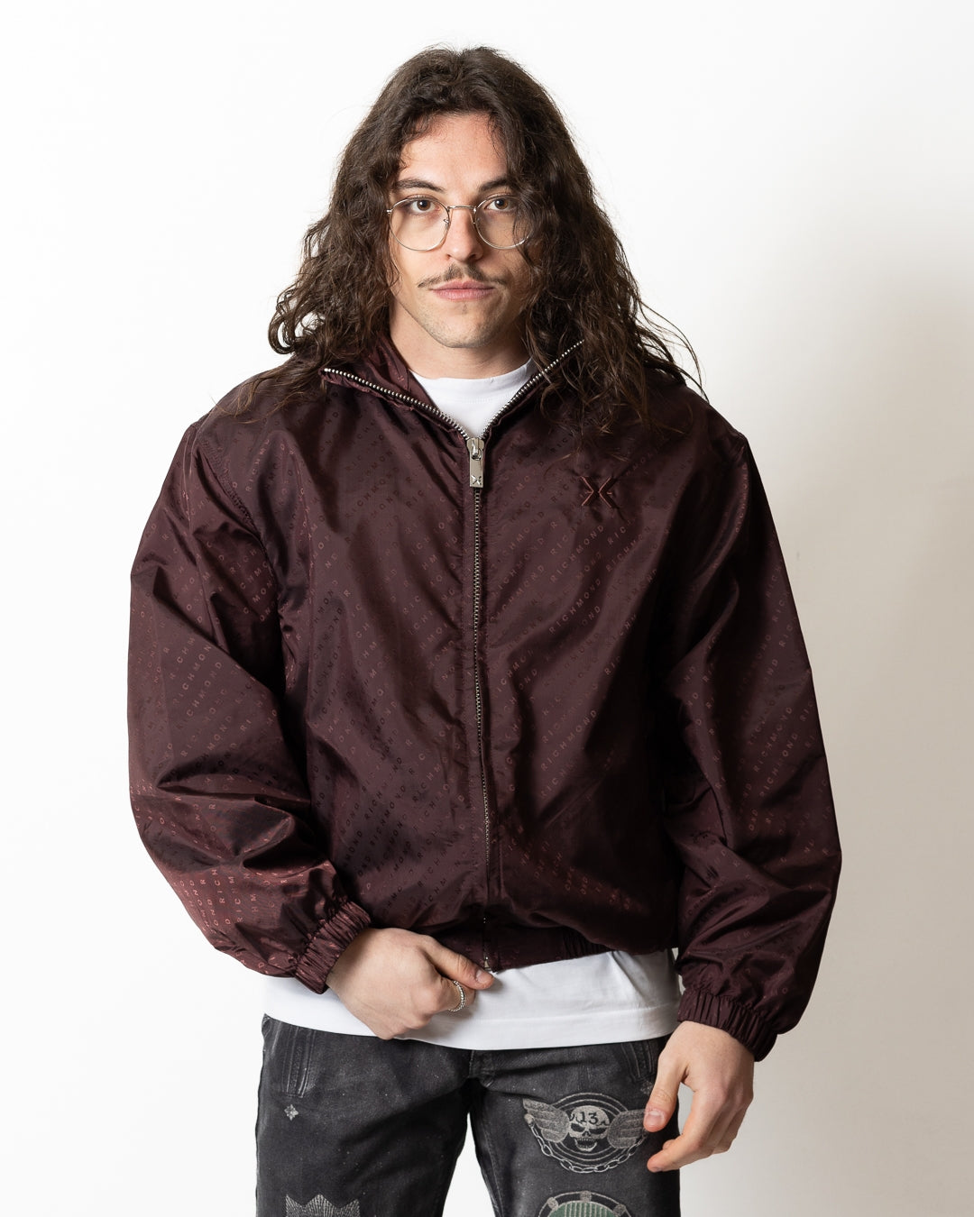 Giubbotto Richmond X in nylon con logo all-over uomo