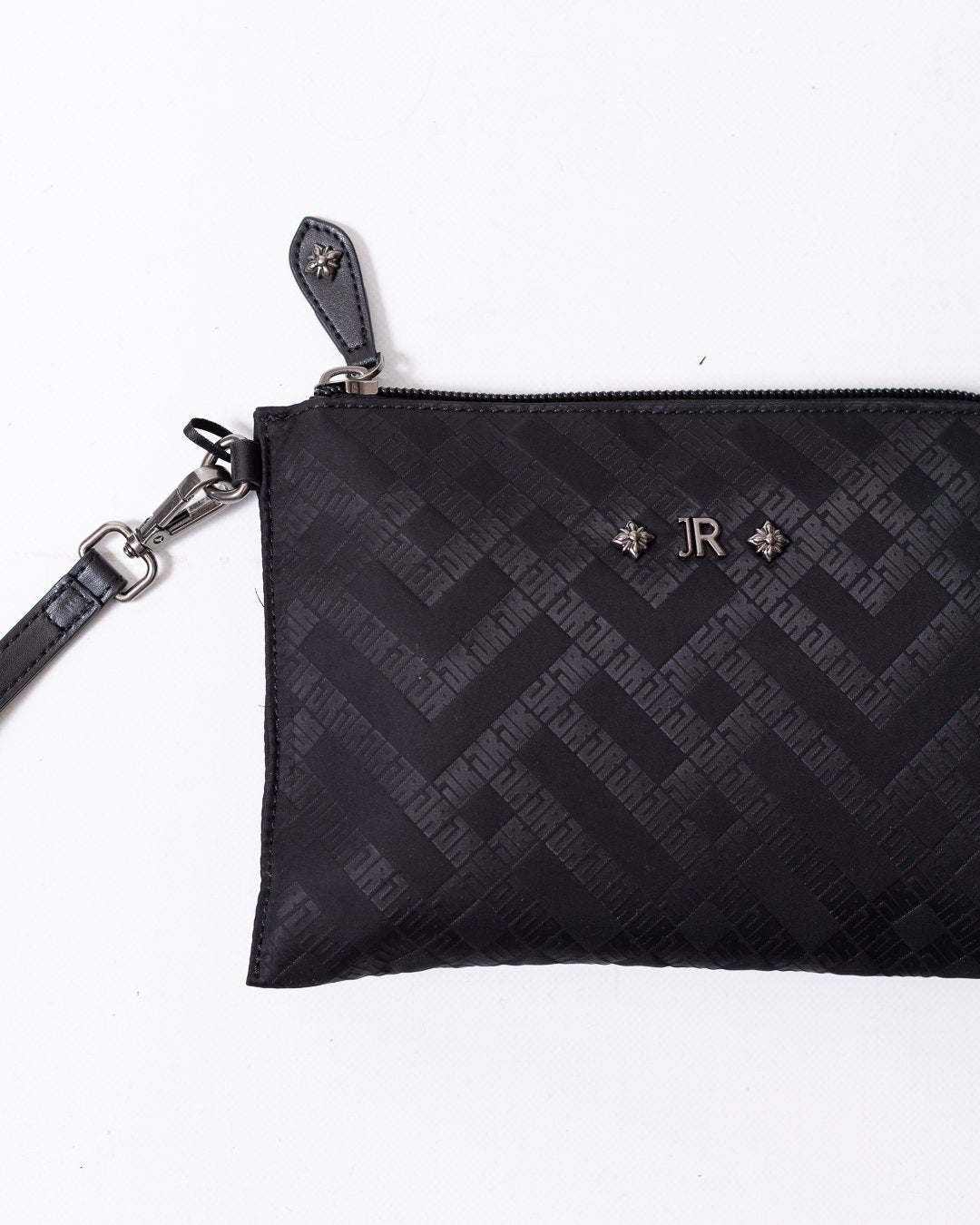 Pochette John Richmond in tessuto con logo all-over "JR"