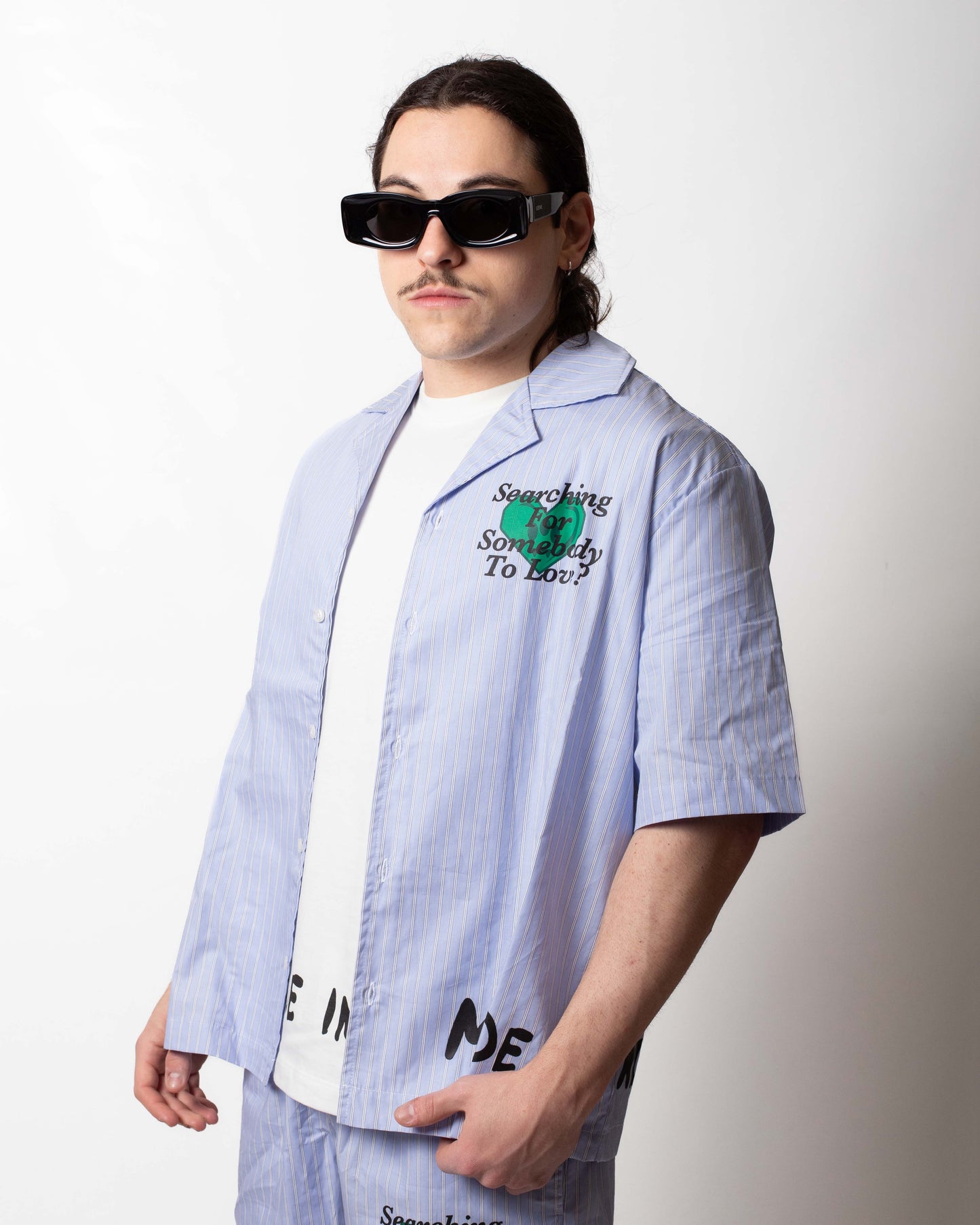 Camicia Barrow in popeline a strisce con stampe uomo