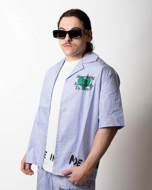 Camicia Barrow in popeline a strisce con stampe uomo