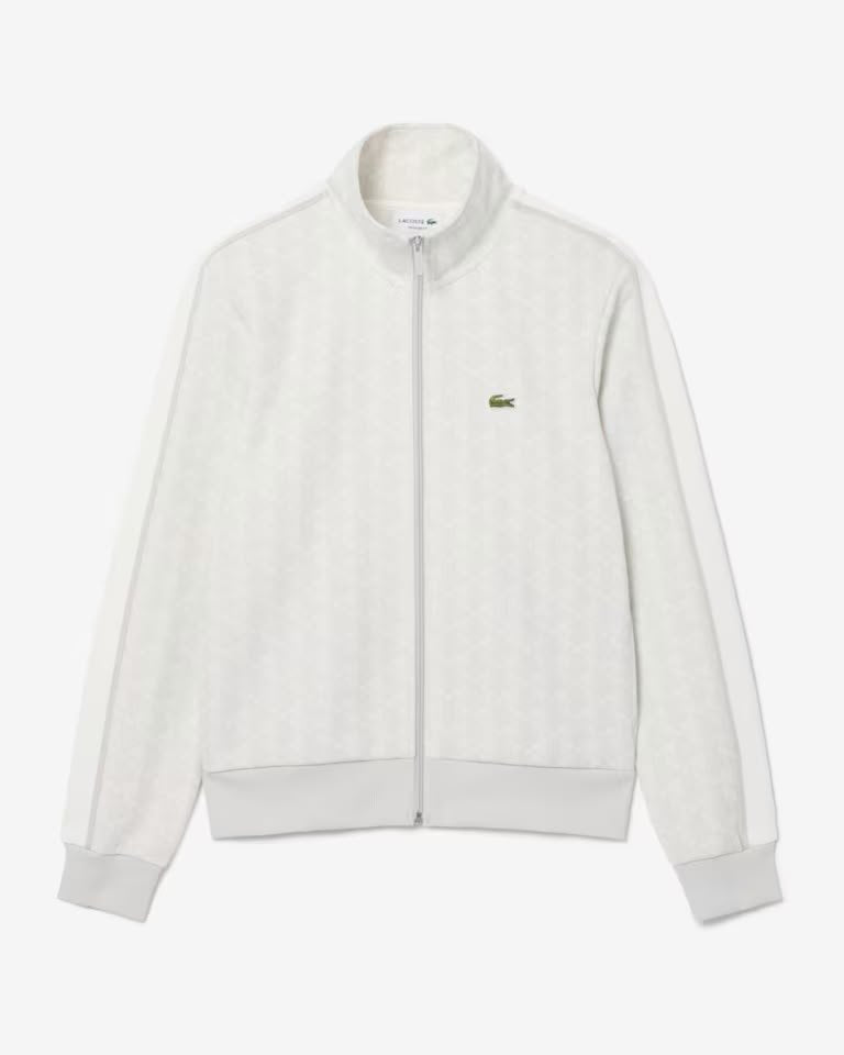 Felpa Lacoste con zip logata allover uomo