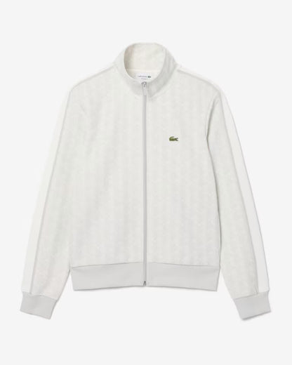 Felpa Lacoste con zip logata allover uomo
