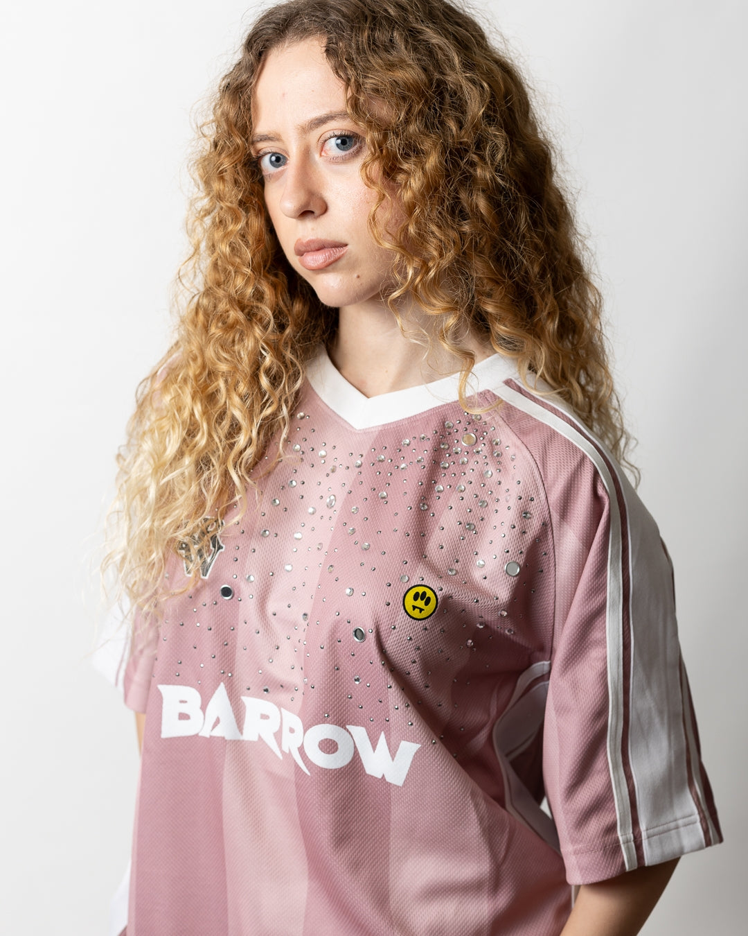 T-Shirt Barrow soccer con borchie e strass donna