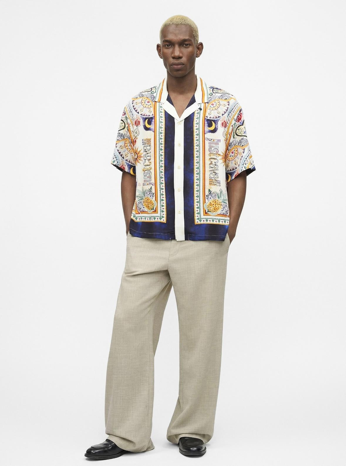 Camicia Just Cavalli in twill viscosa "Placed Garden" uomo
