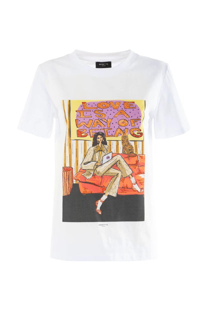 T-Shirt Nenette con stampa e strass donna