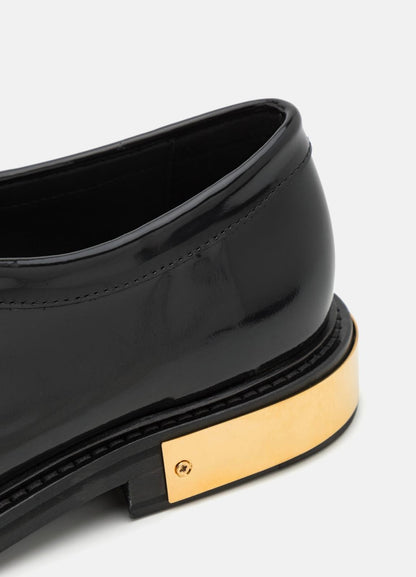 Mocassini Moschino in vera pelle con placca logata uomo