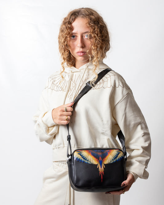 Borsa Marcelo Burlon in ecopelle con tracolla e logo wings colorfull