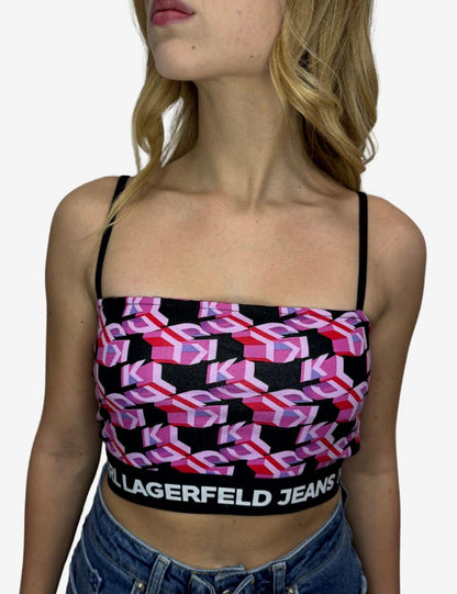 Top Karl Lagerfeld cropped con logo donna