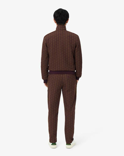 Felpa Lacoste con zip logata allover uomo