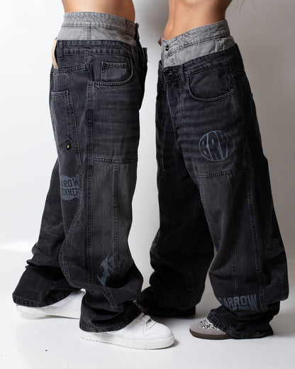 Jeans Barrow baggy con stampe