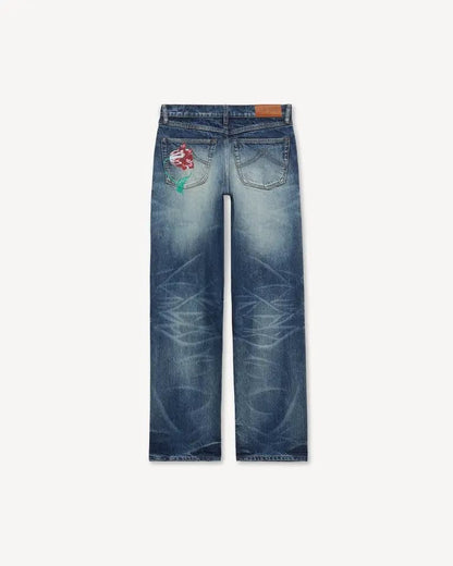 Jeans Kenzo Paris con stampa decorativa e patch logo