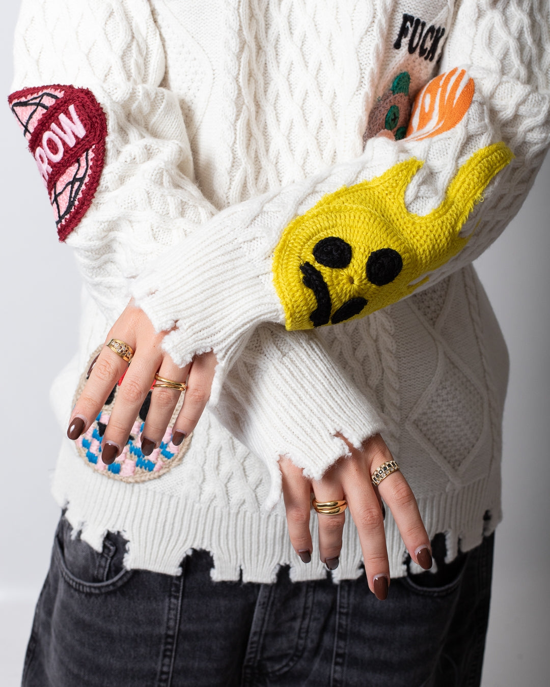 Maglia Barrow girocollo in misto lana con patch