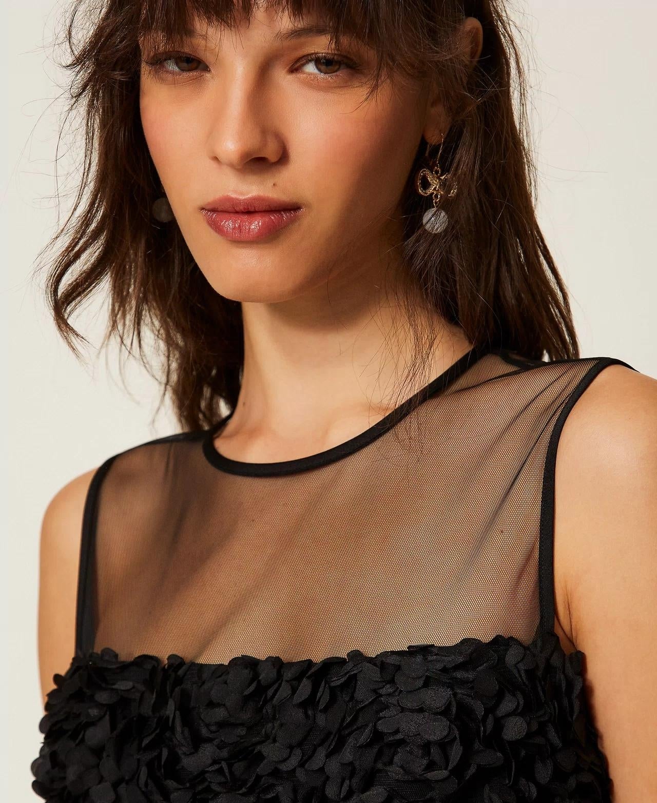 Abito Twinset Actitude in tulle con fiori donna