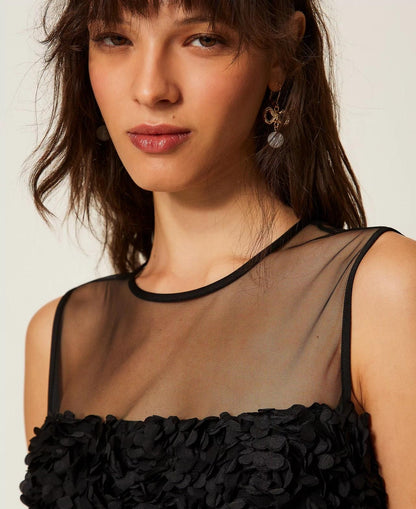 Abito Twinset Actitude in tulle con fiori donna