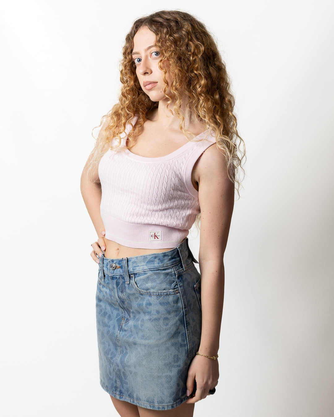 Canotta Calvin Klein ricamata cropped donna