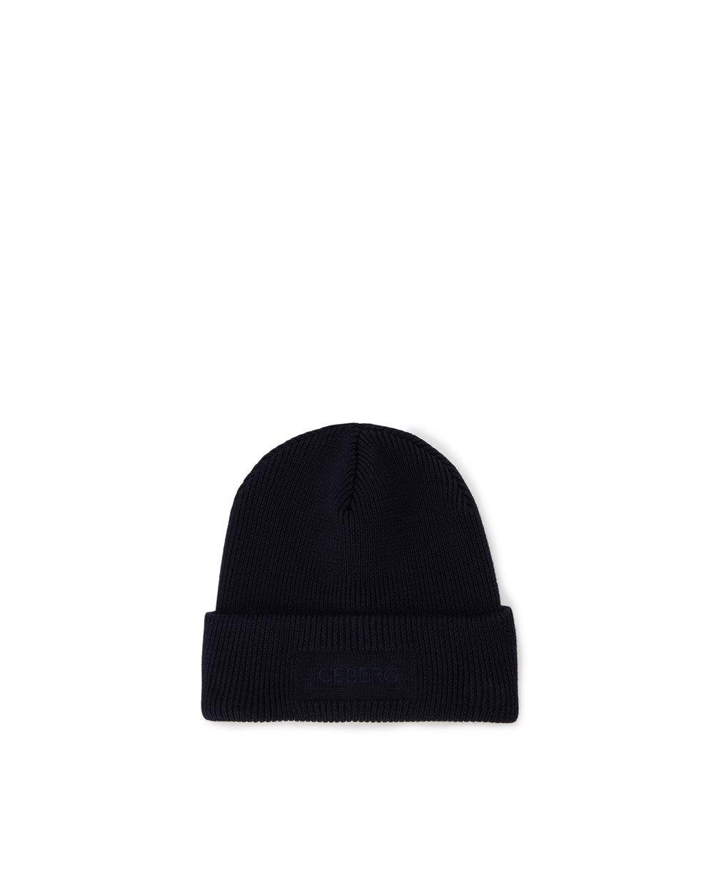 Cappello Iceberg in lana vergine con risvolto e logo ricamato