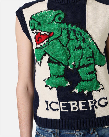 Gilet Iceberg in maglia con ricamo donna