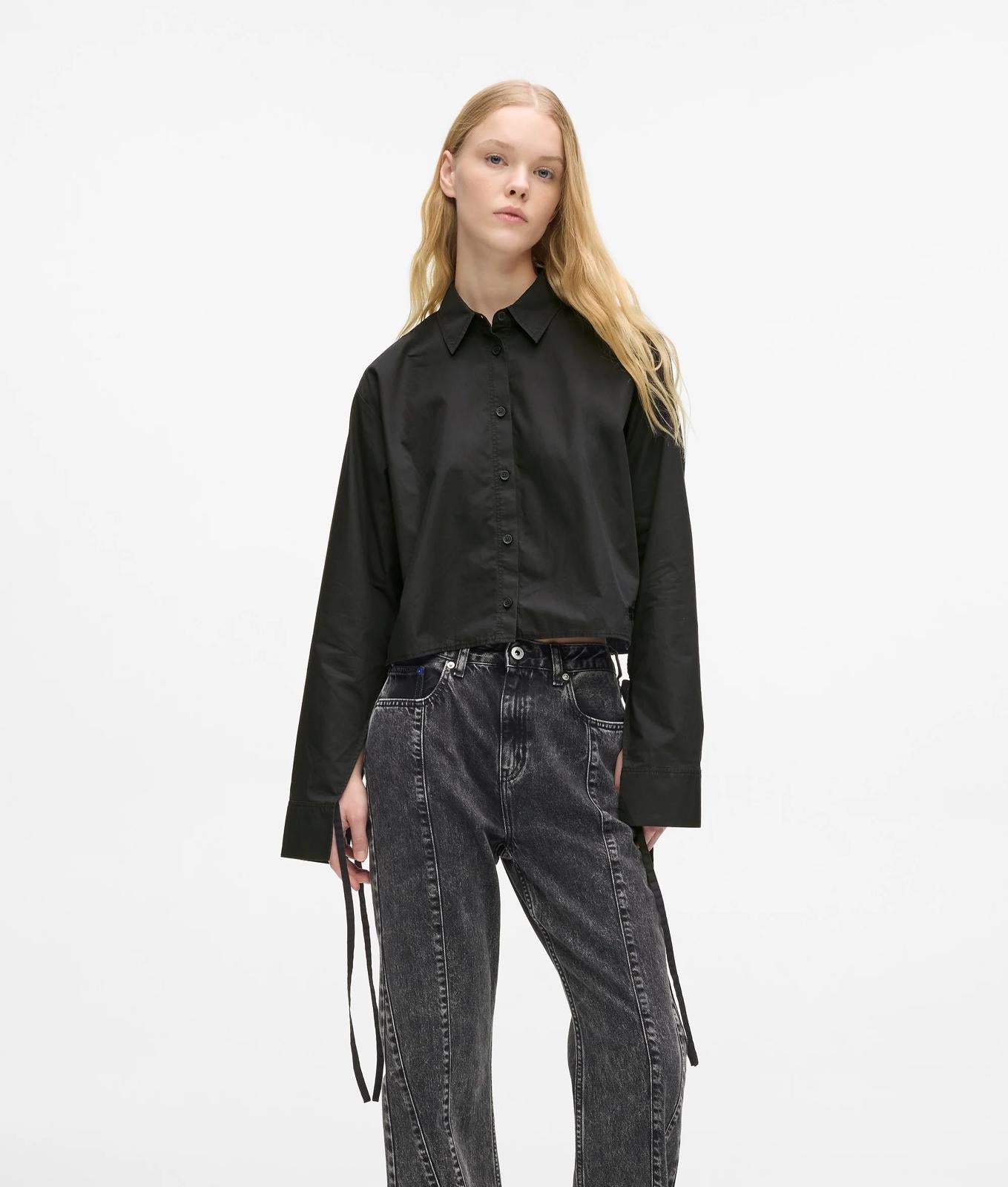 Blusa Karl Lagerfeld Jeans cropped con laccetti donna