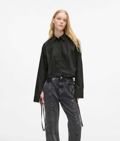 Blusa Karl Lagerfeld Jeans cropped con laccetti donna