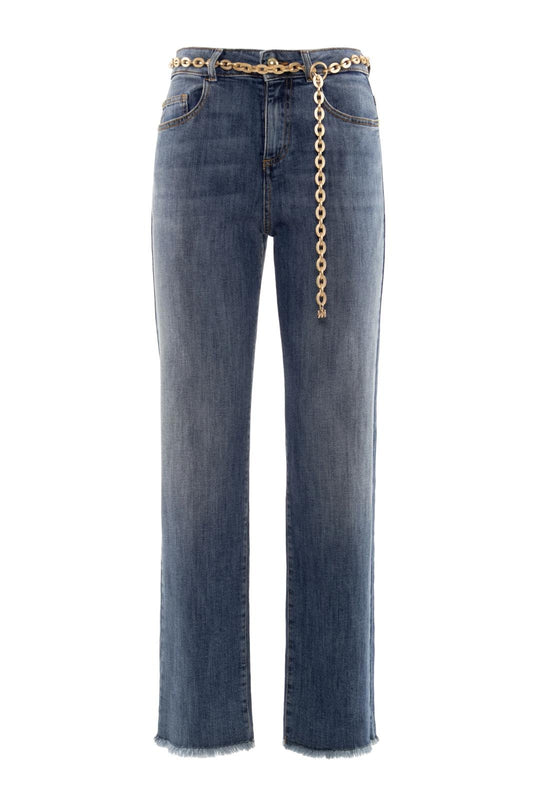 Pantalone Nenette in denim a gamba dritta con cintura donna