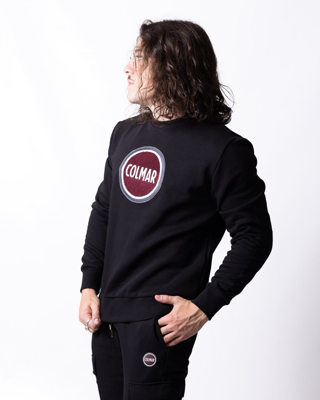 Felpa Colmar girocollo con maxi logo in spugna uomo