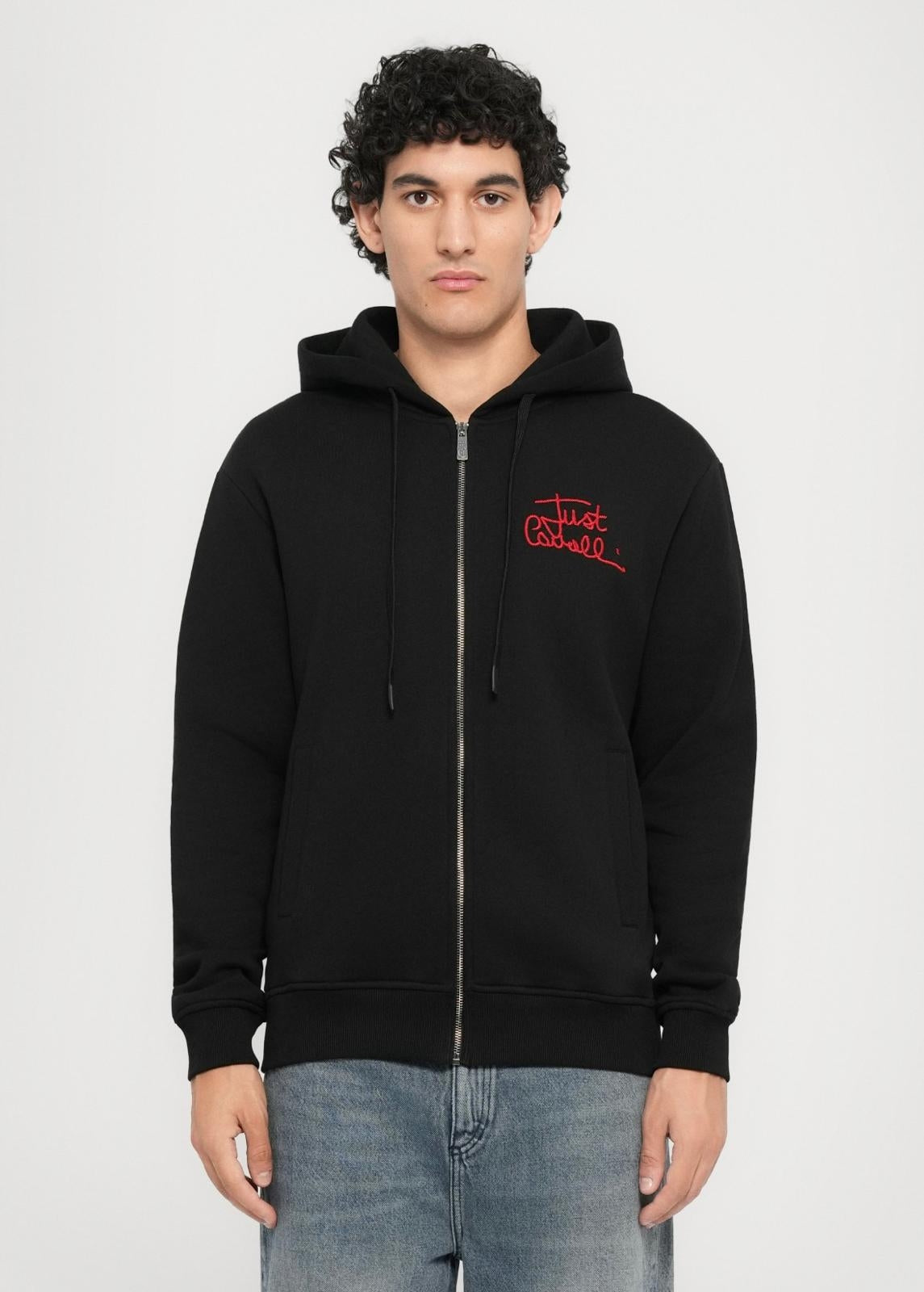 Felpa Just Cavalli fullzip con cappuccio "Corded Logo" uomo