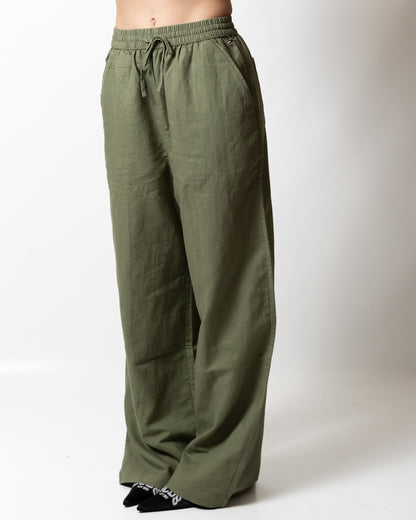 Pantalone Tommy Jeans svasato in misto lino donna