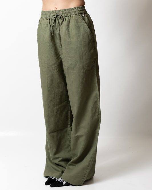 Pantalone Tommy Jeans svasato in misto lino donna