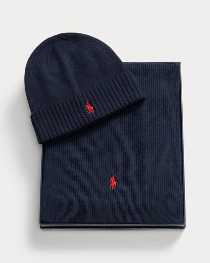 Cappello e sciarpa Polo Ralph Lauren in lana con logo ricamato