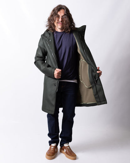 Cappotto Colmar lungo in panno di lana con cappuccio uomo
