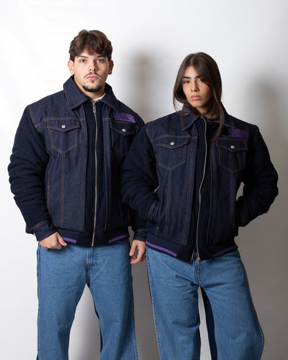 Giubbotto GCDS in denim con maniche in lana