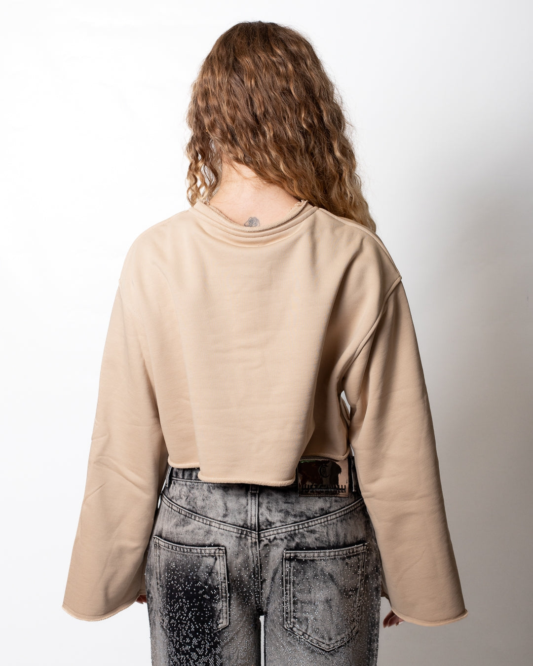 Felpa Comme des Fuckdown cropped con etichetta donna