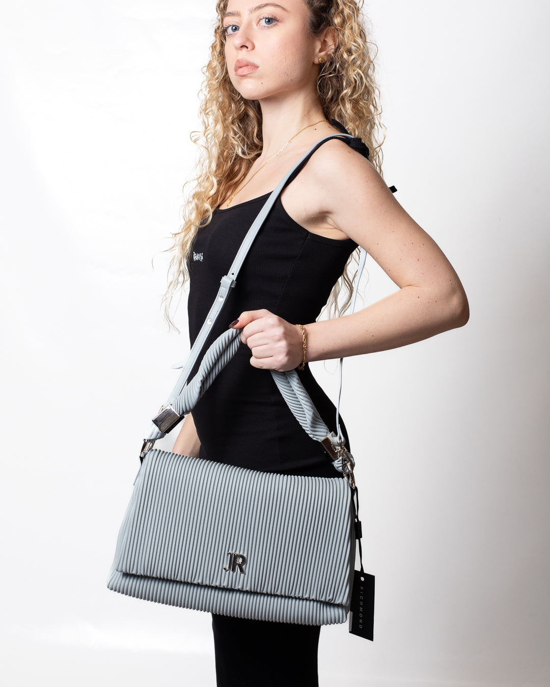 Borsa John Richmond in pliss&egrave; con manico e tracolla donna