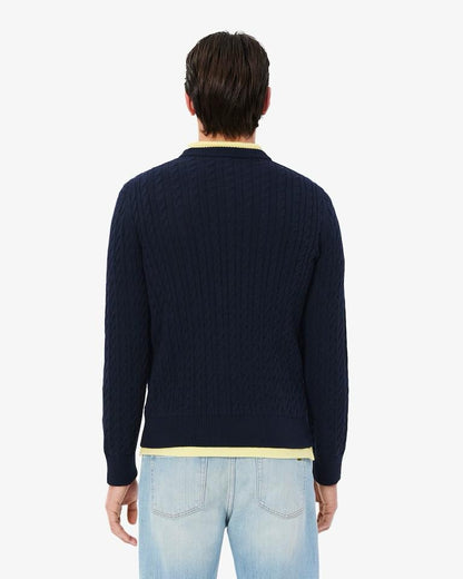 Maglia Lacoste girocollo con ricami intrecciati uomo